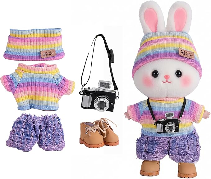 5set 17cm Dolls Clothes Outfit Set - Casual Style Costumes for Doll Figures, Camera Set,Have a seat Clothes - 6.7 Inches Cute Dolls Daily Refill,Gifts for 17cm Doll Lovers (Style-J)