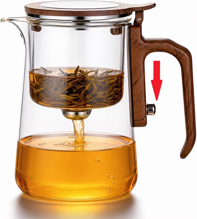 Enchanted Tea Pot, Magic Tea Pot for Loose Leaf Tea Steeper, Heat Resistant Borosilicate Glass Teapot with Tea Infuser, Ideal Gift for Tea Lovers - 27 oz (800 ml) (Hinged Lid)