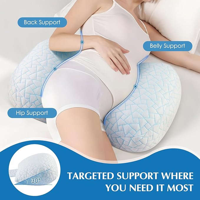 Pregnancy Pillow for Sleeping, Portable Adjustable Maternity Wedge Pillows for Side Sleepers, Belly, Back & Hip Support with Cooling Removable Cover, Ideal Travel Pillow for Pregnant Women