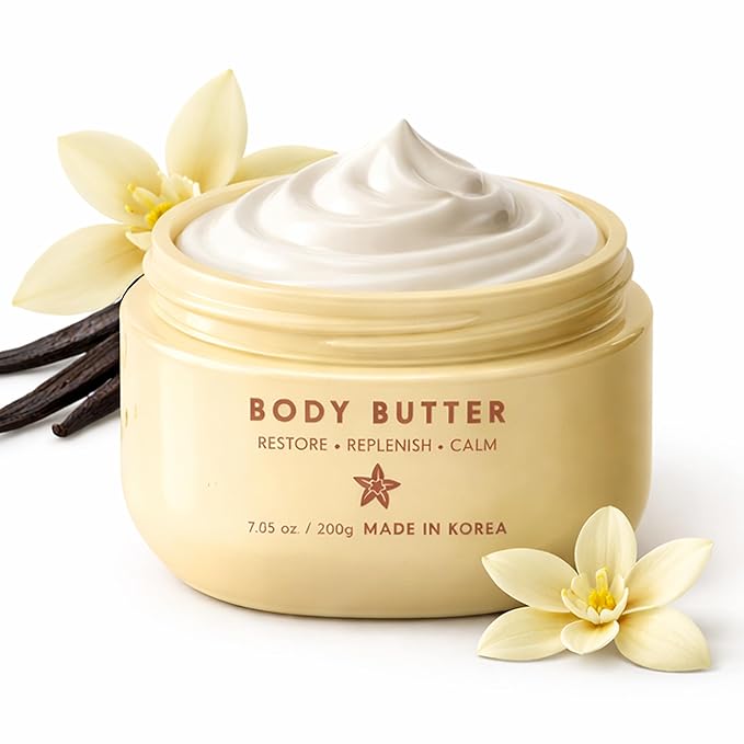 Niacinamide Body Butter With Vanilla - Dermatologist Tested, Anti Aging, Korean Skin Care - Replenish Moisture, Calm Comfort & Restore Barrier - Vegan, Clean Beauty, Cruelty Free - 7.05 oz