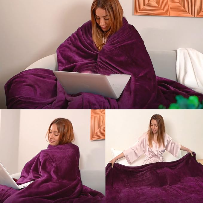 Purple Fleece Plush Throw Blanket 60"x80"for Couch Sofa Fuzzy Cozy Flannel | Super Soft Lightweight Microfiber Blanket for Bed Chair bedroom Home Decor All Season,Birthday Gifts for Women Mom Adult