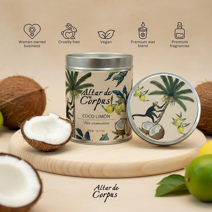 14 Oz Spring Candles for Home - Large Candle Coconut Lemon - Mothers Day Gifts - Luxury Candles for Men - Premium Soy Candle Blend - Bathroom Decor