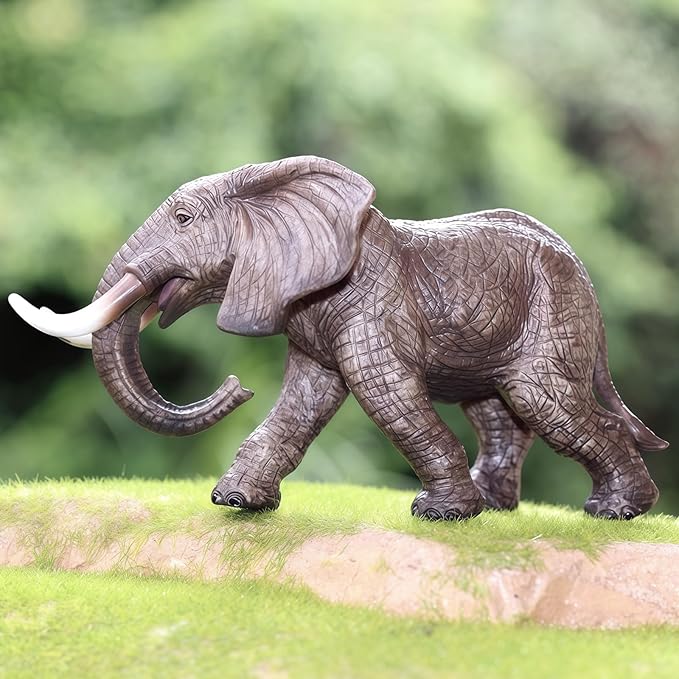 Gemini&Genius Elephant Toy for Kid, Elephant Animal Figure, Realistic 7" Large Elephant Action Figure, Wild Life Toy, Great Gift, Collection, Cake Topper, Storytelling Prop and Decor for Kids