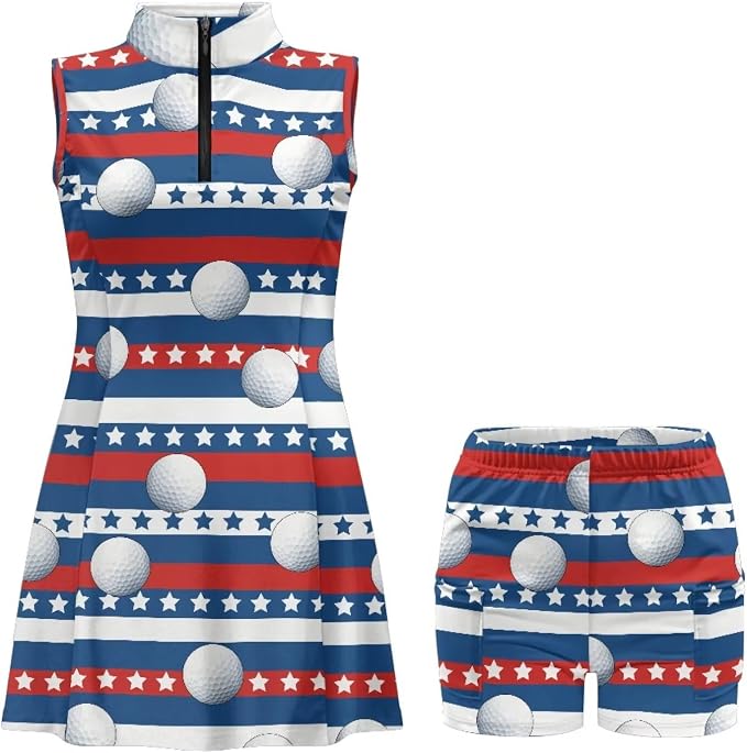 Golf Dress Tennis Dresses for Women with Built in Shorts and Pockets Sleeveless Athletic Dress Workout Dress
