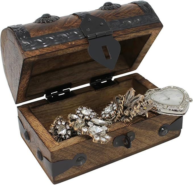 Treasure Chest Keepsake and Jewelry Box Wood - Decorative Treasure Box
