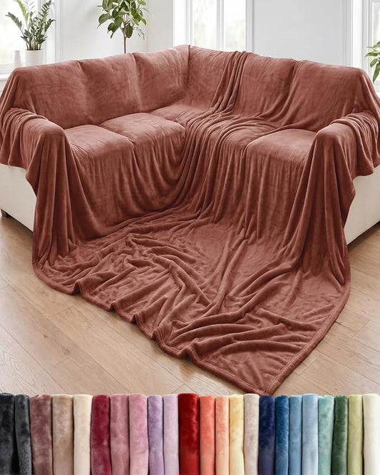 Ultra Soft Fleece Blanket Oversized King Size - Flannel Fleece Luxury Blanket - Lightweight for Couch Bed Chair - Thick, Warm and Breathable - All Season Cozy, Mocha Mousse
