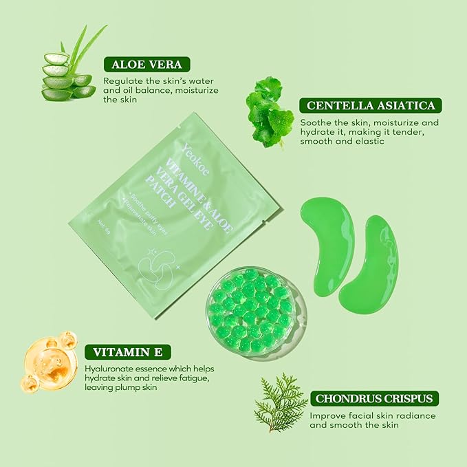 Yeokoe Under Eye Patches for Dark Circles,Puffy Eyes,20 Pairs Face Masks SkinCare With Vitamin E and Aloe Vera Gel for Rejuvenate