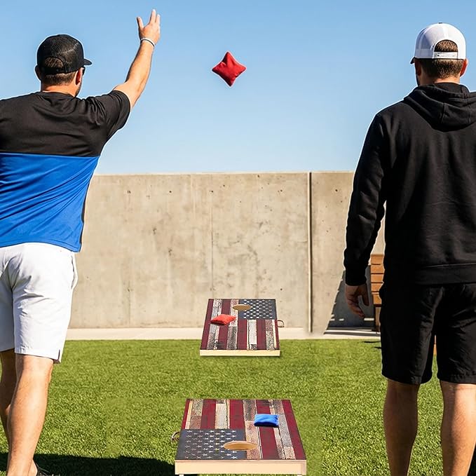 Sportdo 4x2 ft Solid Wood Cornhole Set with 8 Bean Bags, Regulation Size Cornhole Board Set for Adults, Cornhole Game Set for Tailgate Backyard Toss Games Indoor&Outdoor Activities
