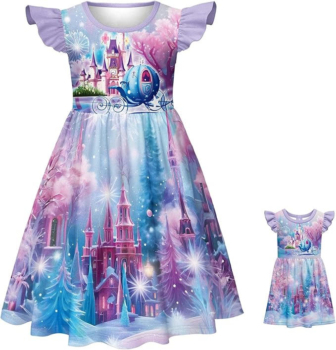LQSZ Doll and Girl Matching Princess Dress Outfits for Girls and 18" Matching Doll and Girl Clothes