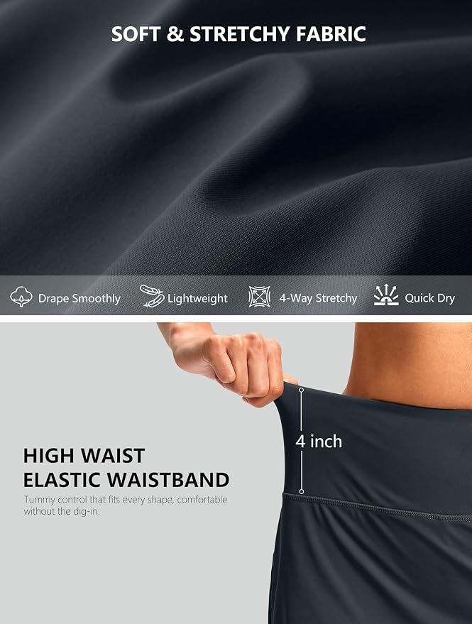 G Gradual 16"/18" Skorts for Women Golf Skirt with 2 Pockets Summer Casual | Built-In Shorts, High Waist, Soft 4-Way Stretch, Breathable Mesh Liner, Tennis Pickleball Athletic Wear, Easy To Match