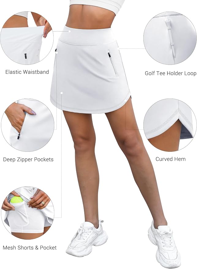 LouKeith Golf Skirts for Women Tennis Skirt with Zipper Pockets High Waisted Running Casual Athletic Skorts Built-in Shorts