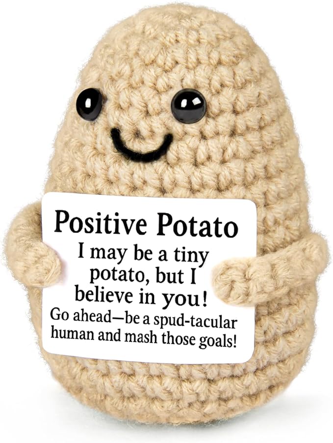 Emotional Support Crochet, Positive Crochet Potato, Encouragement Gifts for Women Men Birthday Christmas Self Care Friends Coworkers Relaxation Gift Desk Home Fall Decor Inspirational Support