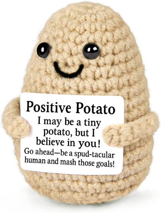 Emotional Support Crochet, Positive Crochet Potato, Encouragement Gifts for Women Men Birthday Christmas Self Care Friends Coworkers Relaxation Gift Desk Home Fall Decor Inspirational Support