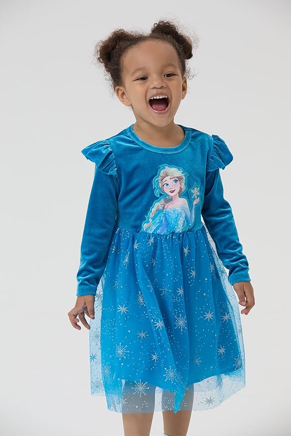 Disney Princess Frozen Minnie Mouse Dress Girls Sparkle Ruffle Tulle Tutu Birthday Party Fall Outfits Clothes Baby to Toddler