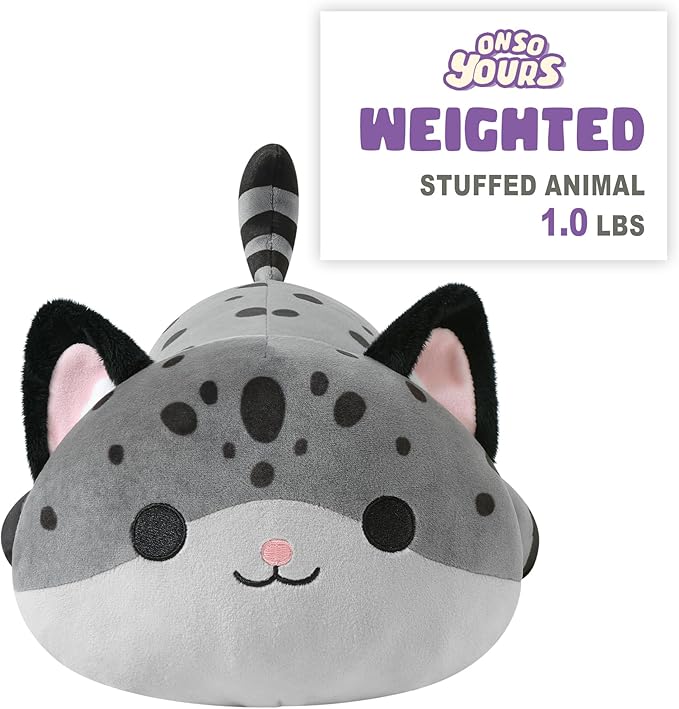 Onsoyours Original Weighted Panther Cat Plush, Cute 9.8"|1.0 lbs Hugging Black Leopard Kitty Weighted Stuffed Animal, Soft Collectible Gift for Kids & Adults