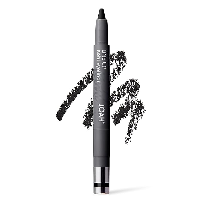 JOAH Beauty LINE UP Kohl Eyeliner, Ultra-Smooth & Highly Pigmented Silky Formula, Argan Oil Infused, Longwear, Transfer-Proof, Waterproof, Built-In Smudger & Sharpener - Charcoal