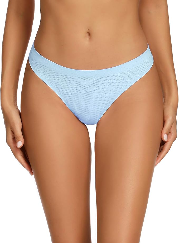 voenxe Seamless Women Underwear Thongs,No Show Ladies Thong,No Line Workout Breathable Comfortable Panties,Soft Undies,5-Pack