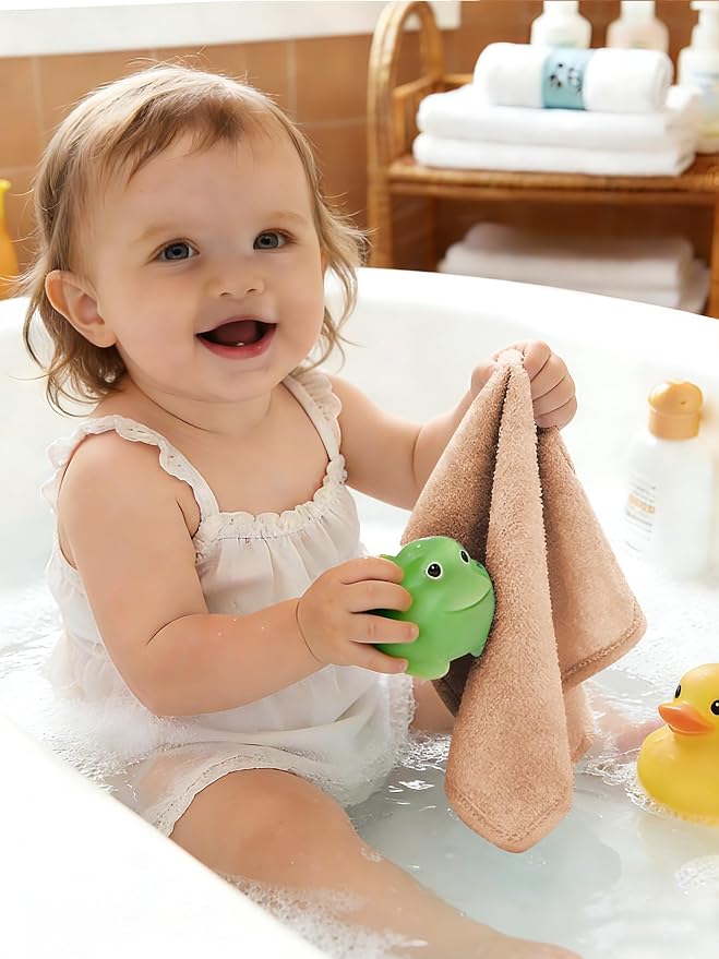 HIPHOP PANDA Baby Washcloths, Rayon Made from Bamboo - 2 Layer Ultra Soft Absorbent Newborn Bath Face Towel - Reusable Baby Wipes for Delicate Skin - Pastel Macaron, 6 Pack