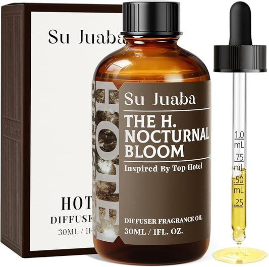 SU JUABA The H. Nocturnal Bloom Scented Oil Inspired by Top Hotel - White Tea, Jasmine & Musk, Essential Oil for Diffusers, Wool Balls and Crafting - 1Fl Oz