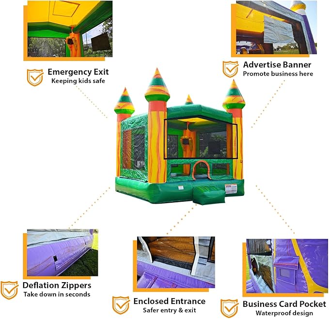 JumpOrange Amazon River Commercial Grade Bounce House for Kids and Adults (with Blower), Basketball Hoop, Outdoor Indoor, Bouncer Jumper, Birthday Party, Rental Grade, Big Inflatable