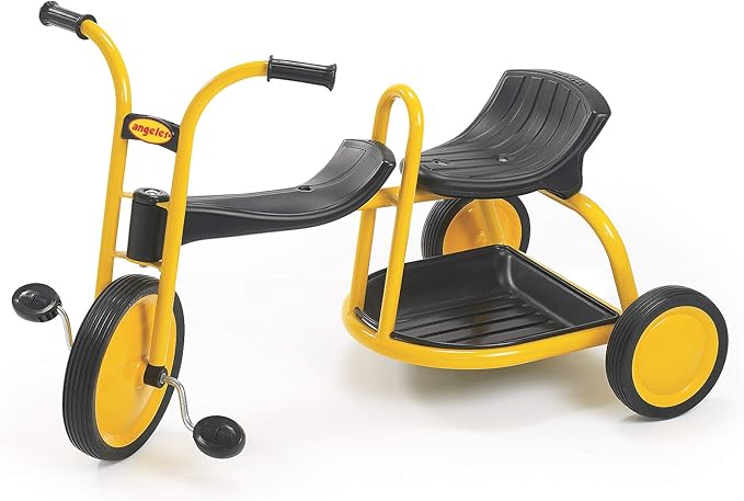 MYRIDER Toddler Trike, Kids Tricycle for Preschool, Daycare, Playground Kids Tricycles, Rubber Tires, Yellow/Black, 12" Tandem