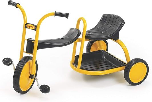 MYRIDER Toddler Trike, Kids Tricycle for Preschool, Daycare, Playground Kids Tricycles, Rubber Tires, Yellow/Black, 12" Tandem