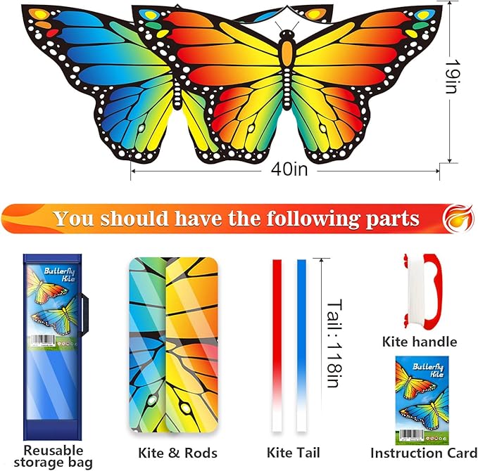 New Butterfly Kites for Kids & Adults,Easy to Fly Kite,Best Kite for Beginners,Kites for Kids Age 4-8,Large Beach Kite
