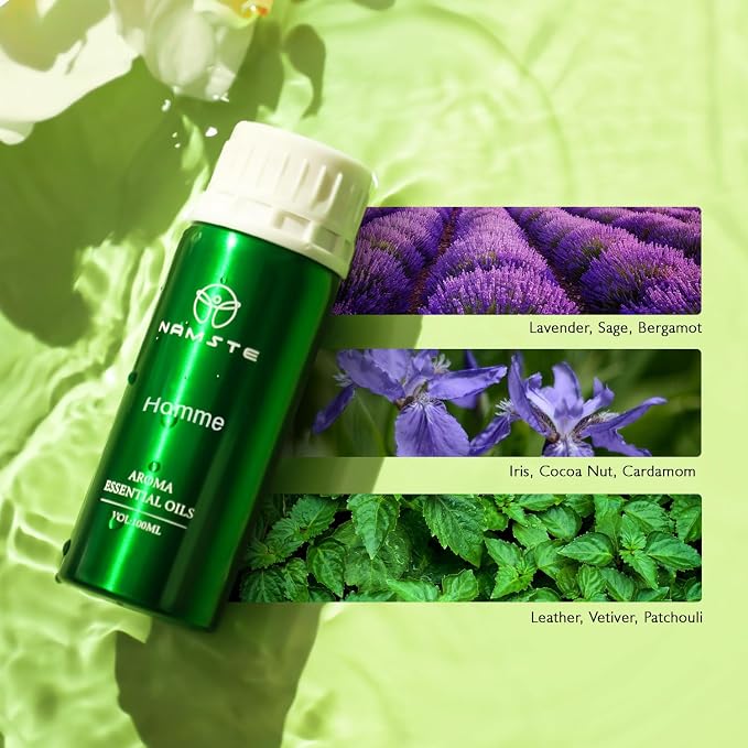 Home Essential Oils for Diffusers - Men - 3.38 Fl Oz | Waterless Essential Oil - Lavender,Vetiver,Sage, Cocoa, Leather Scent, Long Lasting Aroma for Spa, Office & Home Humidifiers