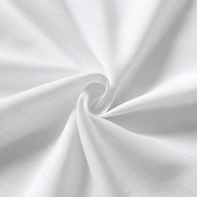 White Linen Curtains 80 inches Long for Bedroom Back Tab Light Filtering Privacy Sheer Curtains Modern Farmhouse Coastal Decor White Cotton Textured Gauze Curtain 2 Panel Set 38x80 for Living Room