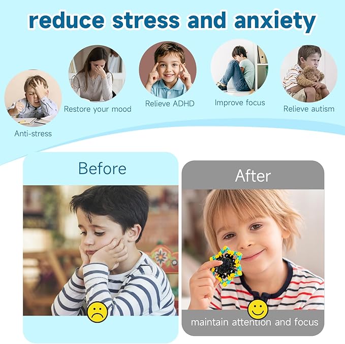 4 Pcs Fidget Toys Transformable Fidget Spinners Autism ADHD Anxiety Stress Relief Sensory Toys for Kids and Adults Deformable Robot Spinner Fingertip Gyros for Party Favors Prizes(GlowYellowBlue)