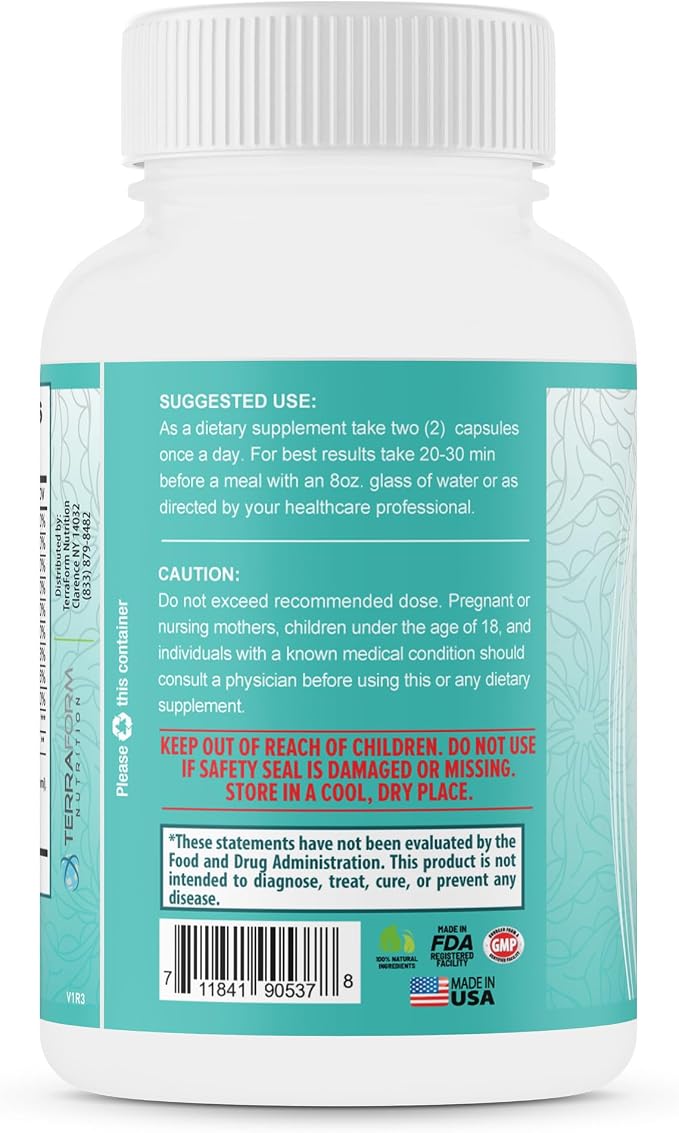 TerraForm Nutrition Stressed Out – Mental Focus & Relaxation Supplement – 60 Capsules – USA Made – 1 Month Supply