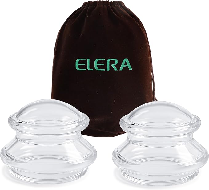 ELERA Silicone Cupping Therapy L Size Sets, Professionally Chinese Massage Cups Tools, Silicone Cup for Joint Pain Relief, Massage Body (L*2 Cups)