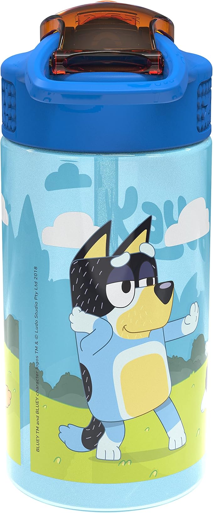 Zak Designs Bluey Kids Water Bottle Durable Plastic Spout Cover and Built-in Carrying Loop, Leak-Proof Water Design for Travel, (16oz, 2pc Set), 2pk
