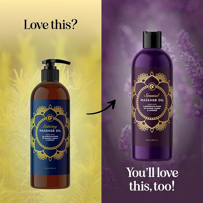 Luxurious Vanilla Massage Oil for Couples - Easy Glide Non Greasy Sweet Vanilla Sensual Massage Oils for Date Night with Silky Smooth Sweet Almond Oil Coconut and Jojoba - Vegan Non GMO & Gluten Free