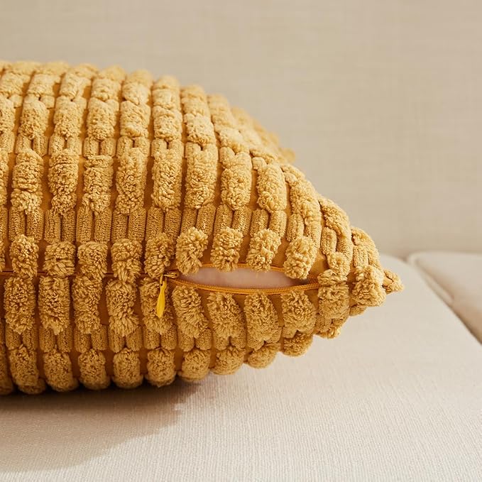 Fancy Homi 4 Packs Decorative Throw Pillow Covers for Living Room Couch Bed, Modern Farmhouse Boho Home Décor Accent Cushion Case, 24" x 14", Mustard Yellow