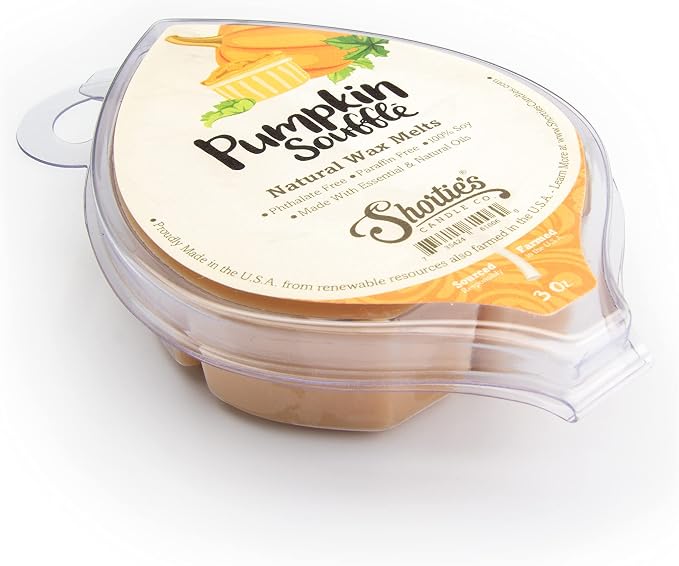 Shortie's Candle Company Pumpkin Souffle Natural Soy Wax Melts - 1 Highly Scented 3 Oz. Bar - Made with 100% Soy and Essential Fragrance Oils - Phthalate & Paraffin Free, Vegan, Non-Toxic