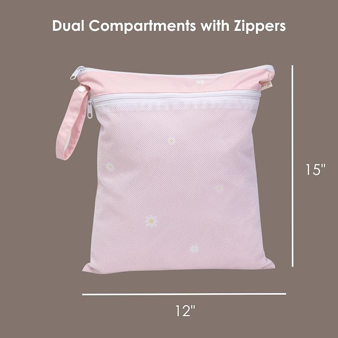 Ali+Oli Wet Dry Bag, Dual Compartment, Water Resistant, Baby Gear | Swimwear storage, Stroller attachment, Daycare essentials, Clothing separation, Travel organization, Reusable