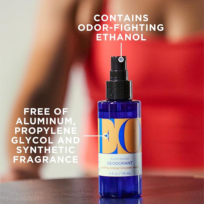 EO Deodorant Spray, 4 Ounce (Pack of 3), Orange Blossom Vanilla, made with Essential Oils for Men and Women