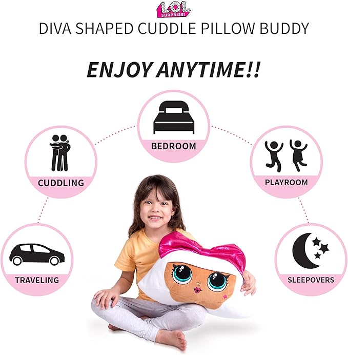 Franco Kids Bedding Soft Plush Cuddle Pillow Buddy, One Size, LOL Surprise Diva