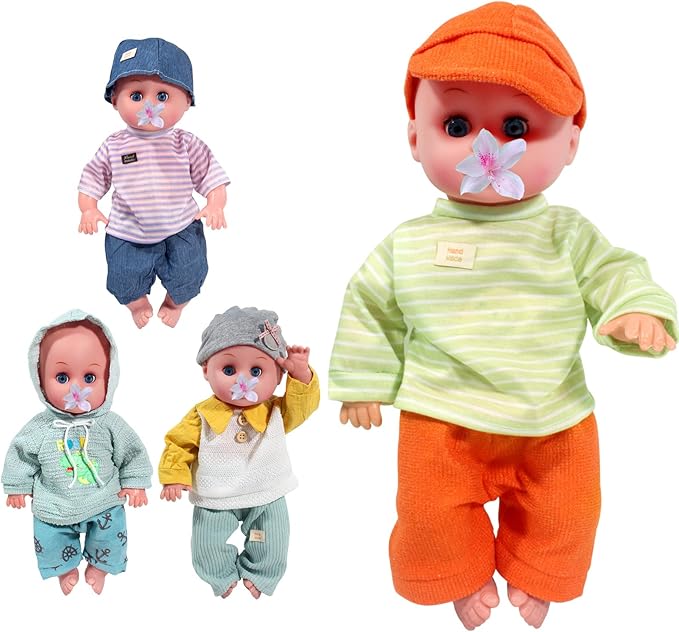 Baby Dolls Clothes Boy for 12 13 14 15 16 Inch Dolls, Doll Clothes 12-14-16 Inch Dolls, 4 Sets 15 inch Doll Outfit Accessories fit Doll Newborn Baby Doll Boy