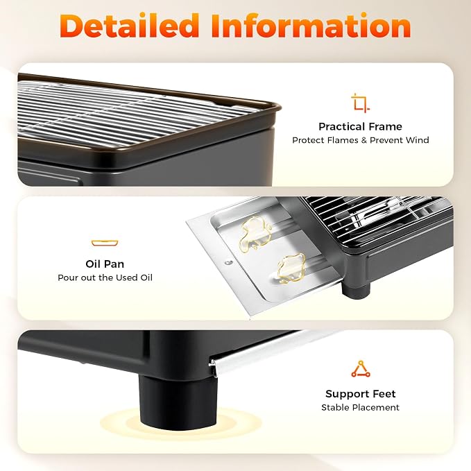 Butane Stove with Grilling Net and Grill Tray, Portable Butane Camping Stove Lpg Tank Korean BBQ Grill Portable Tabletop Gas Korean Grill for Camping, Home, Restaurants