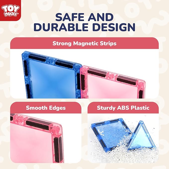 TOY Life Magnetic Tiles 68pcs Princess Castle Magnet Tiles with Windows Art, Building Toys Girls Magnet Tile for Toddlers 3+, Magnetic Tile Art for Kids Ages 4-8, Craft Toys Gifts for Kid