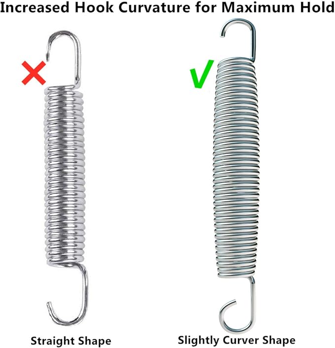 5.5-7 Inch Trampoline Springs Heavy Duty Stainless Steel Replacement Spring, Set of 16