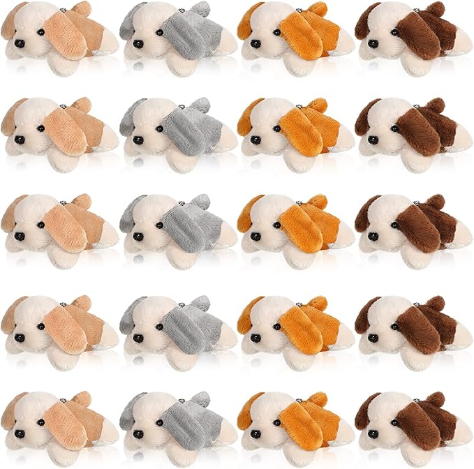Sosation 20 Pcs Mini Stuffed Animal Dog Bulk Adopt a Puppy Favors Soft Puppy Gift Party for Kids Graduation Birthday Party Charity Donation Classroom Goodie Stuffer (Stylish Style,Traditional Color)