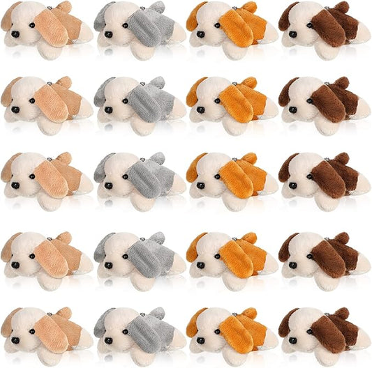 Sosation 20 Pcs Mini Stuffed Animal Dog Bulk Adopt a Puppy Favors Soft Puppy Gift Party for Kids Graduation Birthday Party Charity Donation Classroom Goodie Stuffer (Stylish Style,Traditional Color)