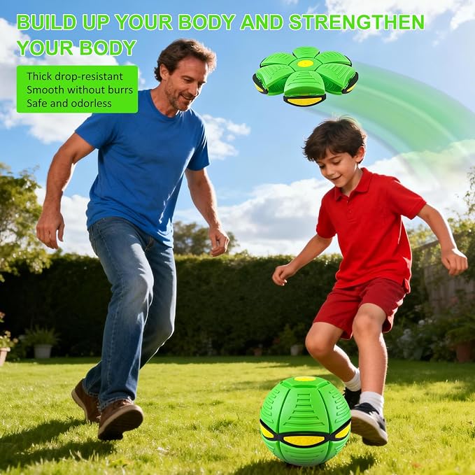 Magic Bouncing Ball 6-Light Dual Form – Pop up, Meta Ball Metaball Transforming Design – Flying Saucer Bouncy – Interactive Bouncing Balls for Parent-Child Interaction – Gift Pack –Green