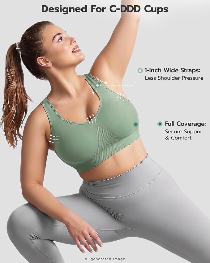FITTIN Adjustable Sports Bra for Large-Bust: Adjust Support for Workout | No More Settling Dial in Your Perfect Fit Full Coverage No Spillage for Gym & Yoga - for C–DDD Cup Plus Size Large Bust Women