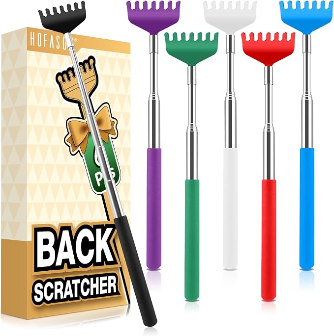 HOFASON 6 Pack Back Scratcher, Stocking Stuffers for Men Teens Women, Christmas Small Bulk Gifts for Adults Men Teens Women, Party Favors Prizes for Adults, White Elephant Gag Birthday Gifts