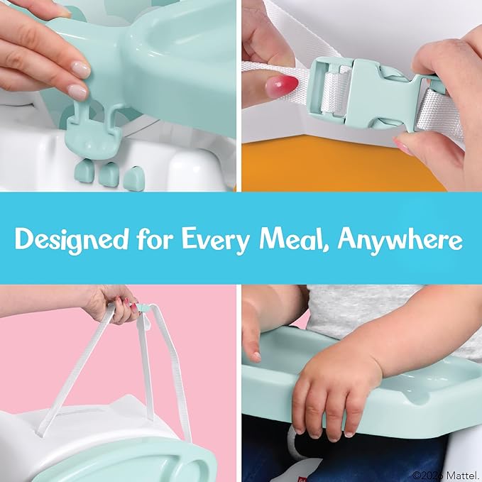 Fisher-Price™ Feeding Booster Seat for Toddlers, Adjustable Tray, Portable High Chair with Safety Straps, Folds for Travel, Ages 1+