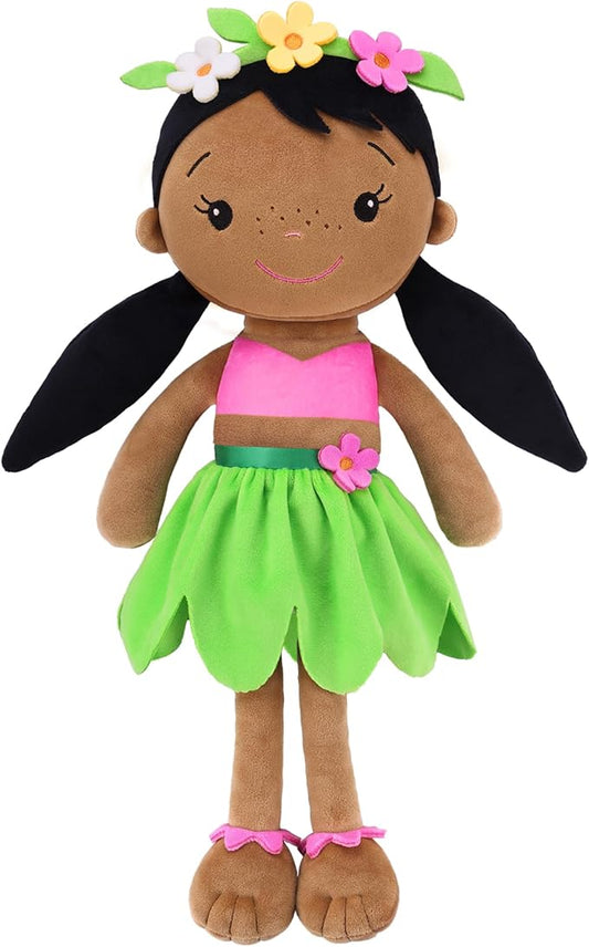 Soft Baby Doll Toys (16'') for Girls, My First Baby Rag Dolls for 1 Year Old Girl Birthday Gift Plush Doll Toys Machine Washable Baby Doll for Toddler Kids Infants - African American Girl